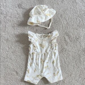 Pehr Floral Yellows Baby Romper and Hat Set